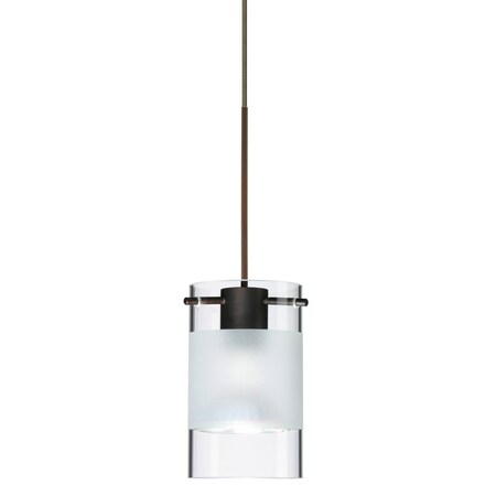 Besa Lighting Scope Cord Pendant, Clear/Frost, Bronze Finish, 1x50W Halogen 1XT-6524EC-BR